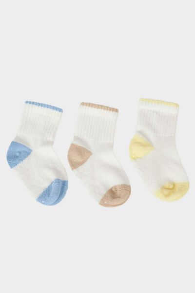 DeFacto Baby Boy Anti-Slip Sole 3-Piece Cotton Long Socks E5019A5Ns
