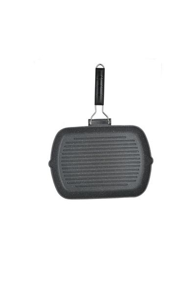 Generic PARFAIT Marble Coated Foldable Non-Stick Grill Pan Dark Grey and Black XB-40534
