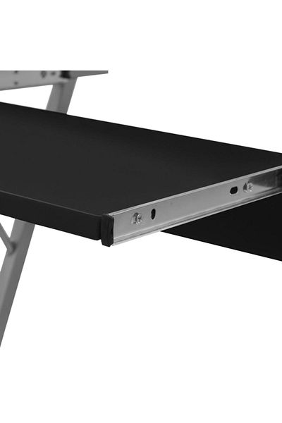 vidaxl Compact Computer Desk with Pull-out Keyboard Tray Black