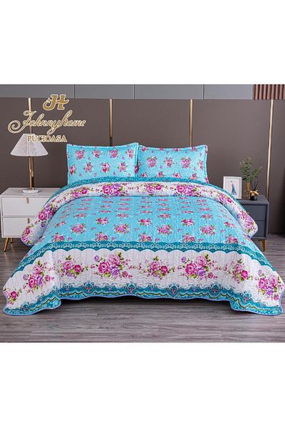 OEM Double bedspread with TWO-SIDED pattern, quilted, Satin Cotton
