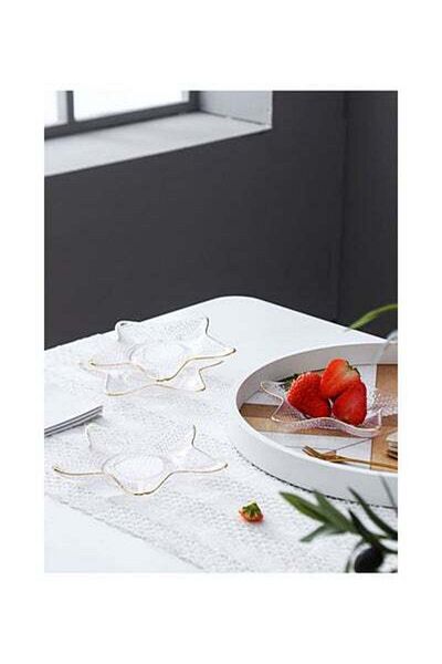 HALAMODO 4-Piece Glass Serving Plates Clear 15.5x7x1.5cm