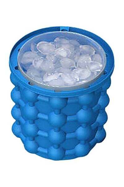 HALAMODO قالب صانع مكعبات الثلج السيليكوني ثنائي الغرفة أزرق 16 سم