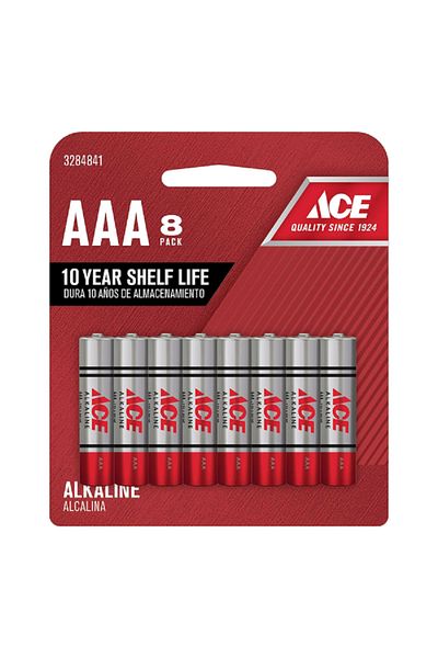 ACE بطاريات أقلام رصاص متينة متعددة الأغراض فائقة القلوية AAA، 8 قطع، باللونين الفضي والأحمر