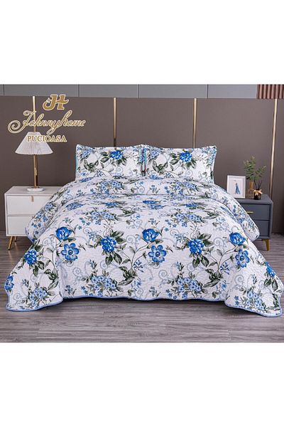 OEM Double bedspread with TWO-SIDED pattern, quilted, Satin Cotton