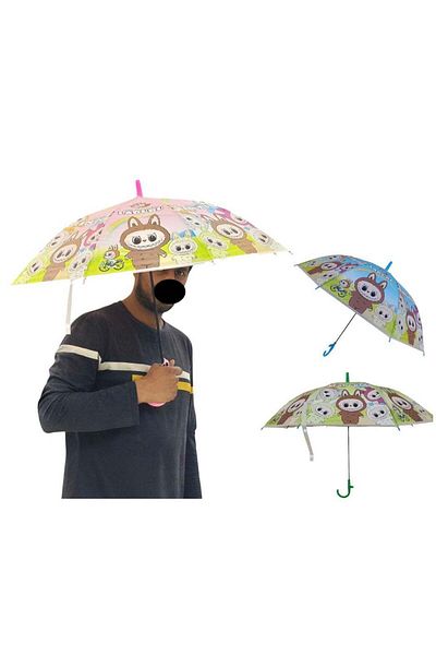 Generic LABUBU Umbrella Labubu Design Trending Shape in Multicolours Randomly Assorted