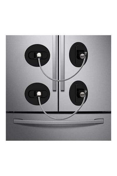 HALAMODO 2-Piece Childproof Fridge Freezer Door Lock Black