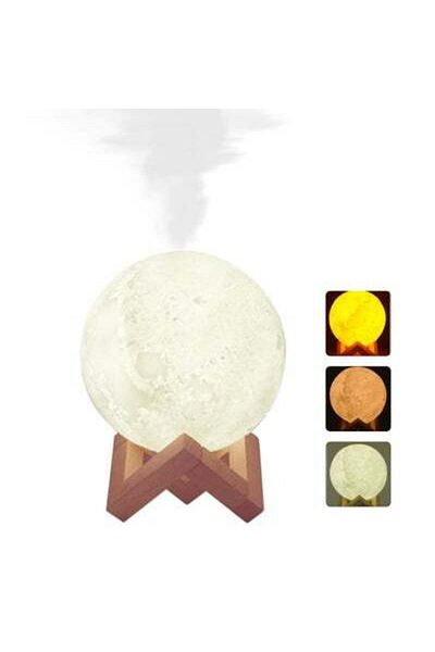 HALAMODO 880ml Moon Shape Night Light Quiet Mist Humidifier Diffuser White 15.5cm