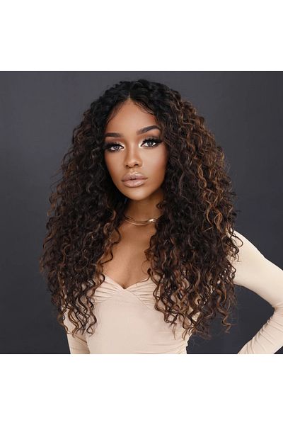 Fenomen Peruk Tulle Wig Afro Wavy - Coffeecolor Sparkle