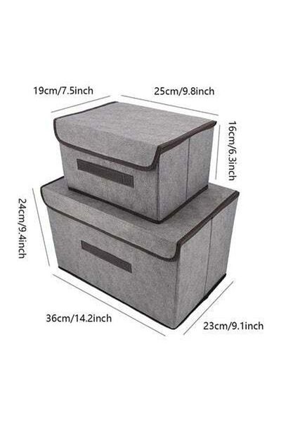 HALAMODO Pack Of 2 Foldable Storage Box With Lid Multicolour 36x23x24cm