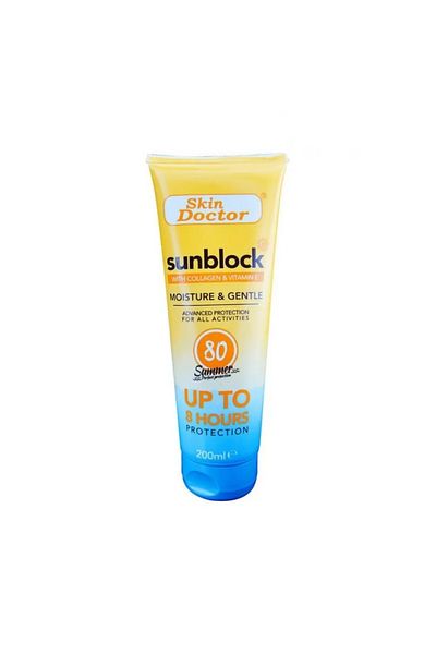 Skin Doctor Sunblock SPF 80 with Collagen & Vitamin E 200ml – Broad Spectrum & Anti-Aging Care