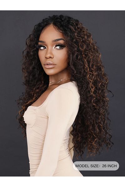 Fenomen Peruk Tulle Wig Afro Wavy - Coffeecolor Sparkle
