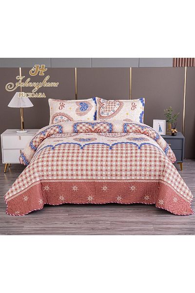 OEM Double bedspread with TWO-SIDED pattern, quilted, Satin Cotton, V9A