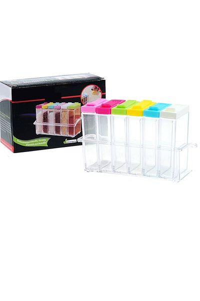 Generic Set of 6 clear plastic spice jars