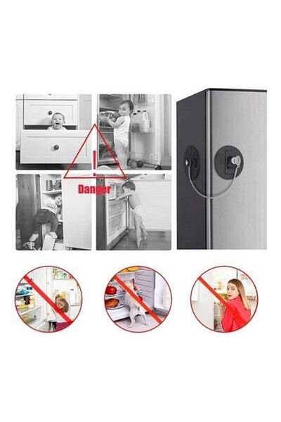 HALAMODO 2-Piece Childproof Fridge Freezer Door Lock Black