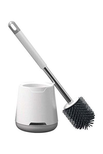 HALAMODO فرشاة مرحاض مثبتة على الحائط مع حامل أبيض/فضي 6.69x5.71x5.71 سم