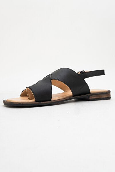 LuviShoes Louna Black Skin Genuine Leather Flip Flops Women's Sandals