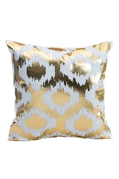 HALAMODO Simple Fashion Home Decorative Throw Pillow Case Cushion Cover White/Gold 45 x 45cm