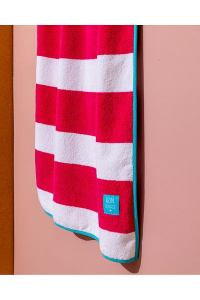 Madame Coco Biasse 100% Cotton Beach Towel - White/Turquoise - 70X150 cm
