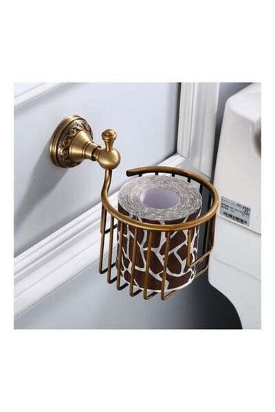 HALAMODO Kitchen Bathroom Dining Room Wall Mounted Brass Toilet Paper Holder Multicolour 15 x 25 x 15cm
