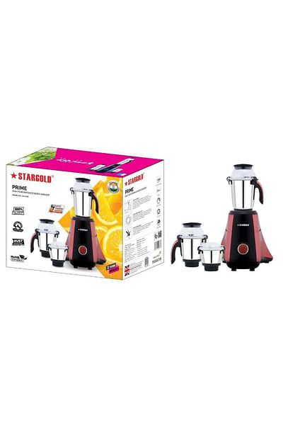 Generic STARGOLD 1000W 3-in-1 Mixer Grinder with Stainless Steel Jars – Powerful Copper Motor, Red & Black