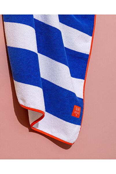 Madame Coco Biasse 100% βαμβακερή πετσέτα παραλίας - Λευκό/Μπλε - 70x150 cm