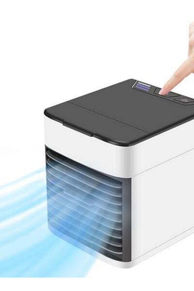 HALAMODO Personal Desktop Portable Air Conditioner Humidifier With 7-Color LED Light Black & White 17cm