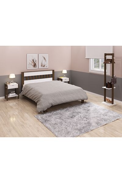 pilati سرير نفر ونص لغرف النوم والمنزل لون جوزي 196*146.7*92