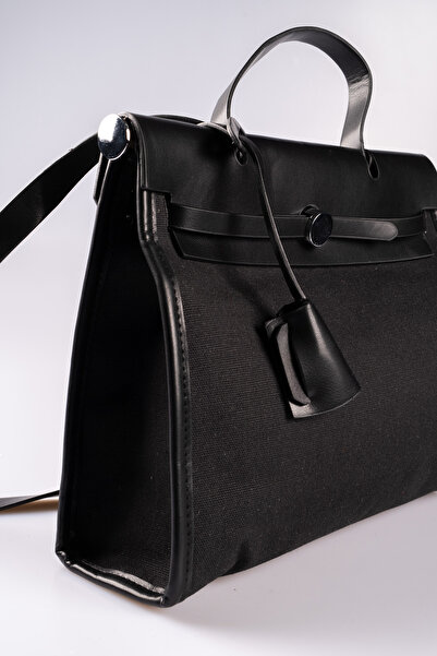 Oblavion Black Fabric Vegan Leather Detailed Office & Daily Bag