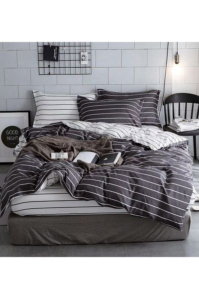 CHIRASO CHIRASO 4-Piece Bedding Set, Satin Cotton, Fitted Sheet 180x200 cm, 2 Pillowcases