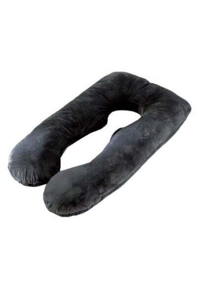 HALAMODO وسادة حمل على شكل حرف U مع غطاء مخملي قابل للإزالة من القطن الرمادي 55.9 × 28 بوصة