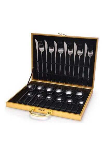 HALAMODO طقم أدوات مائدة من الفولاذ المقاوم للصدأ مكون من 24 قطعة مع حقيبة تخ...