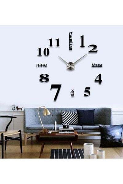 HALAMODO Decorative 3D Mirror Wall Clock Black 50 x 70cm