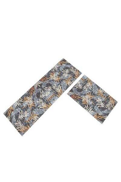 HALAMODO 1-Piece Luxurious Modern Leaf Pattern Rectangular Anti-Slip Living Room Carpet Multicolour 40x60cm