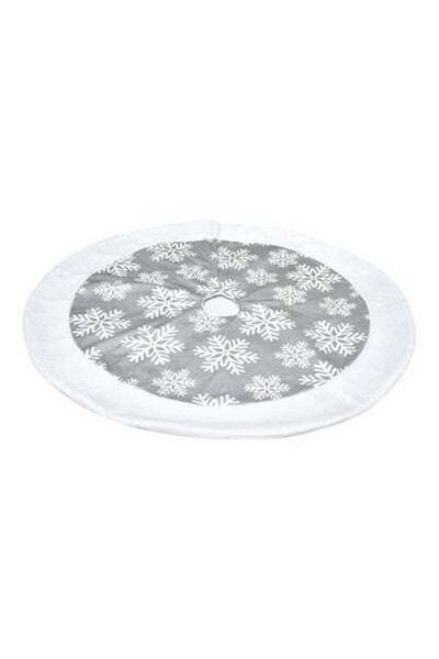 HALAMODO Snowflake Printed Decorative Tree Skirt Grey/White 101cm