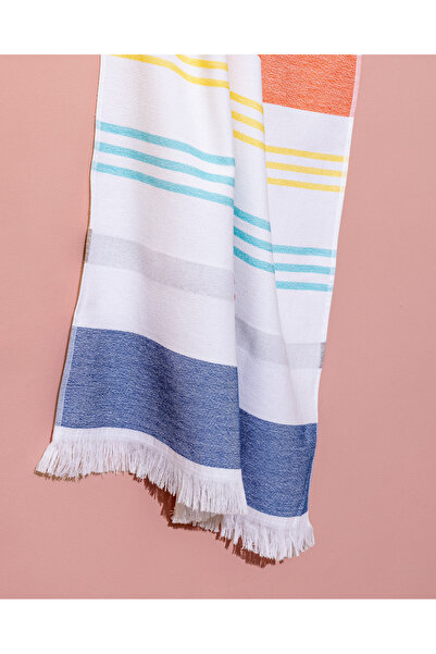 Madame Coco Πετσέτα θαλάσσης Lumine Cotton - Λευκή/Πορτοκαλί - 70x150 cm