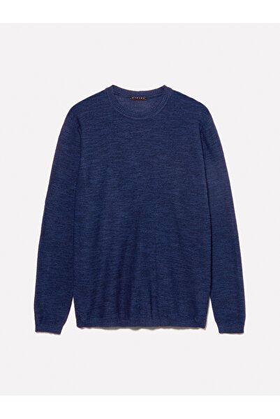 Sisley Men's Navy Blue Cotton Blend Long Sleeve Crew Neck Sweatshirt