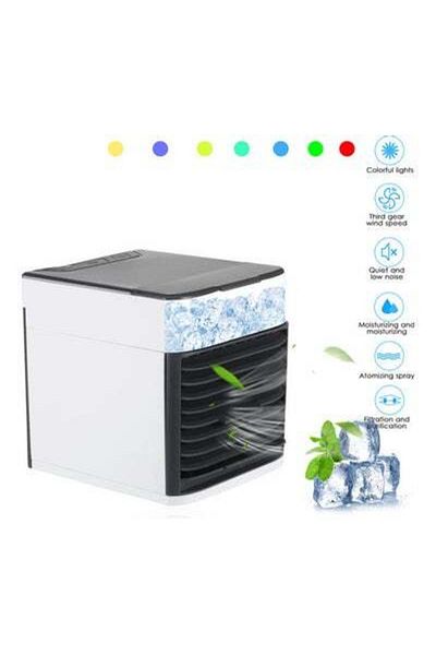 HALAMODO Mini Portable Air Conditioner Fan Noiseless Evaporative Air Humidifier Black 18.0x17.0x15.0cm