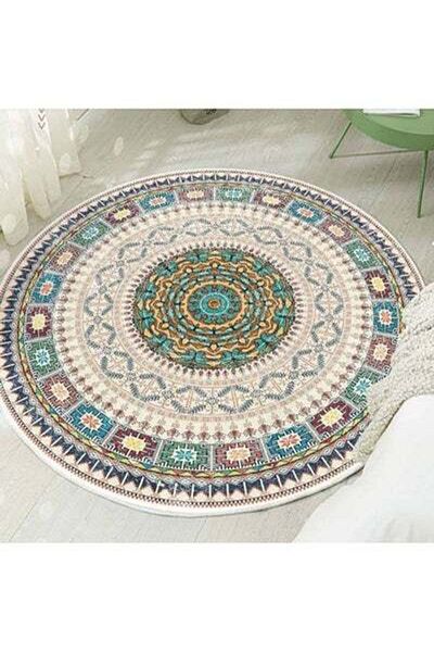 HALAMODO Decorative Anti-skid Round Mat Multicolour 120x120cm