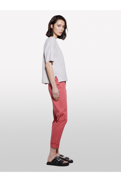 Sisley Women's Dark Pink Stretch Cotton Cigarette Pants