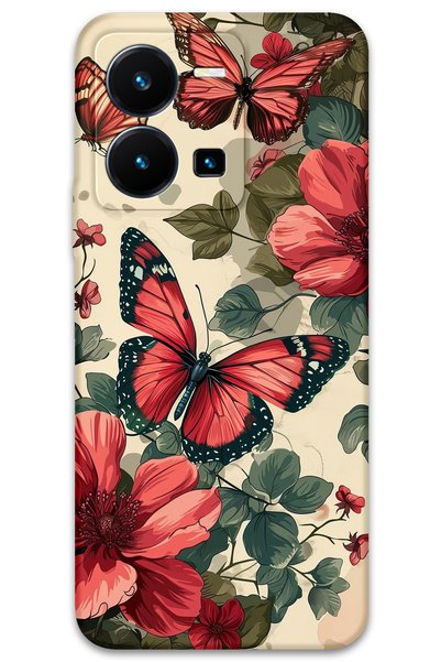 Gramaphone Vivo Y35 Compatible Butterfly Pattern Phone Case + Screen Protecto...