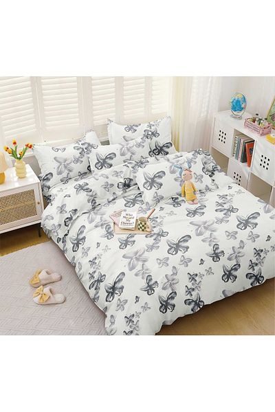 CHIRASO CHIRASO 4-Piece Bedding Set, Satin Cotton, Fitted Sheet 180x200 cm, 2 Pillowcases
