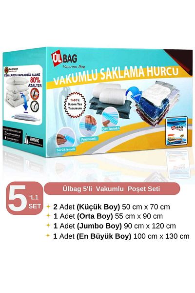 ÜLBAG Σετ 5 τσάντες αποθήκευσης κενού (2S+1M+1XL+1 ΜΕΓΑΛΟ ΜΕΓΕΘΟΣ) Σακούλα κενού - Σακούλα κενού