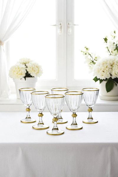 Wow Home Set of 6 Gilded Coffee Side Glasses with Legs