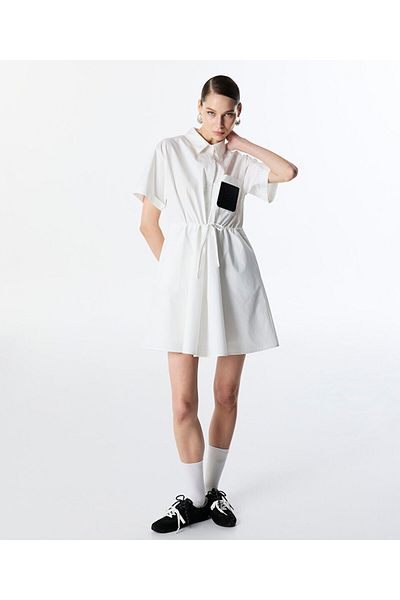 Twist Patched Poplin Dress