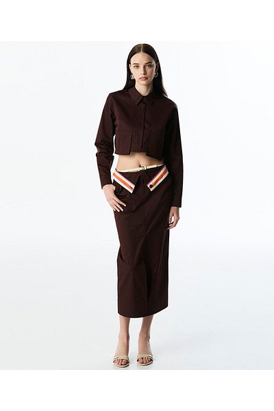 Twist Thin Belt Crop Shirt