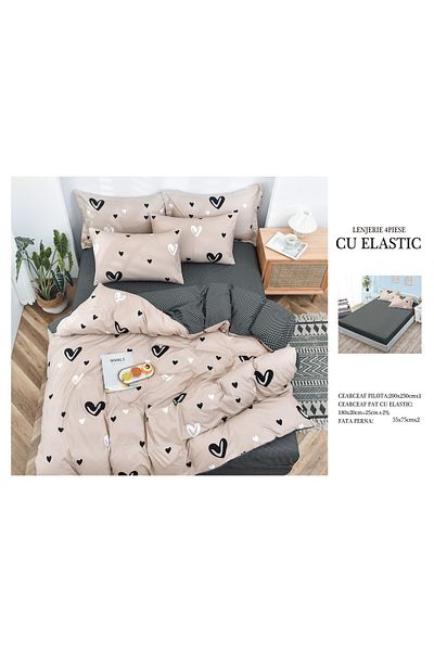 CHIRASO CHIRASO 4-Piece Bedding Set, Satin Cotton, Fitted Sheet 180x200 cm, 2 Pillowcases
