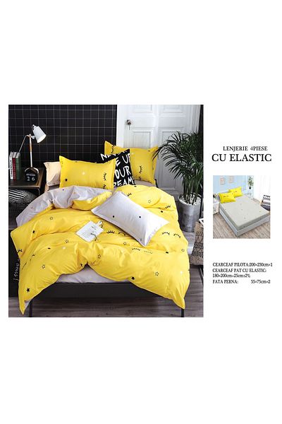 CHIRASO CHIRASO 4-Piece Bedding Set, Satin Cotton, Fitted Sheet 180x200 cm, 2 Pillowcases