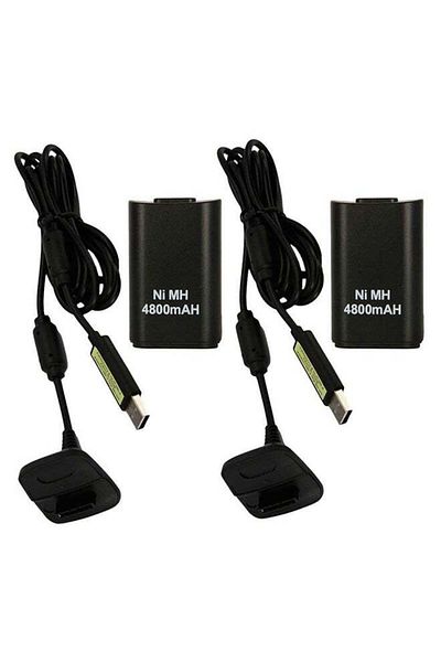 Generic 2-Piece USB Charging Cable With Battery For Xbox 360 Controller