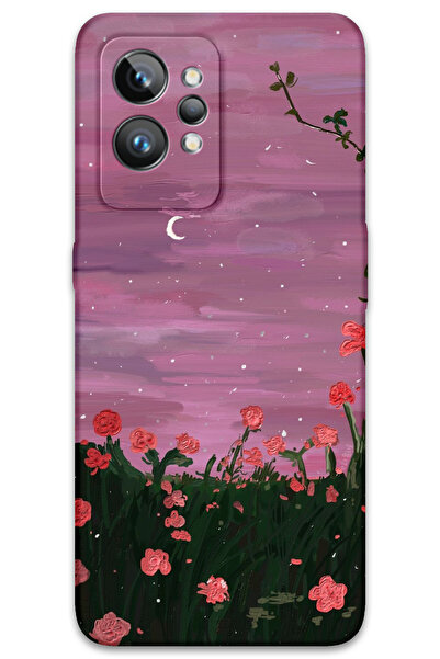 Gramaphone Realme GT 2 Uyumlu Çiçek Desenli Telefon Kılıfı + Ekran Koruyucu -...