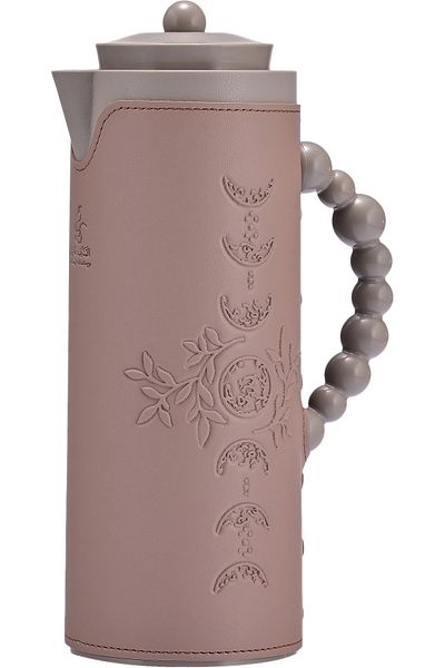 Alsaif Gallery Royal 7T Thermos by Alsaif Gallery, 1 Liter, Leather-Covered, Moon Engraving, Glass Inner Holder, Pl